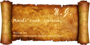 Manácsek Janina névjegykártya